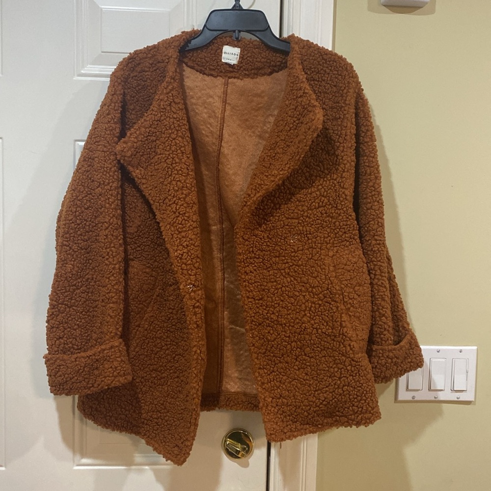 New Vici Ellison Rust Fall Teddy Jacket with pockets - Picture 3 of 14